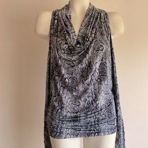 Bcbgmaxazria cold shoulder blouse snakeprint small $128